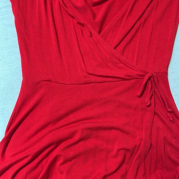 Red Faux Wrap Dress size S - Picture 3 of 3